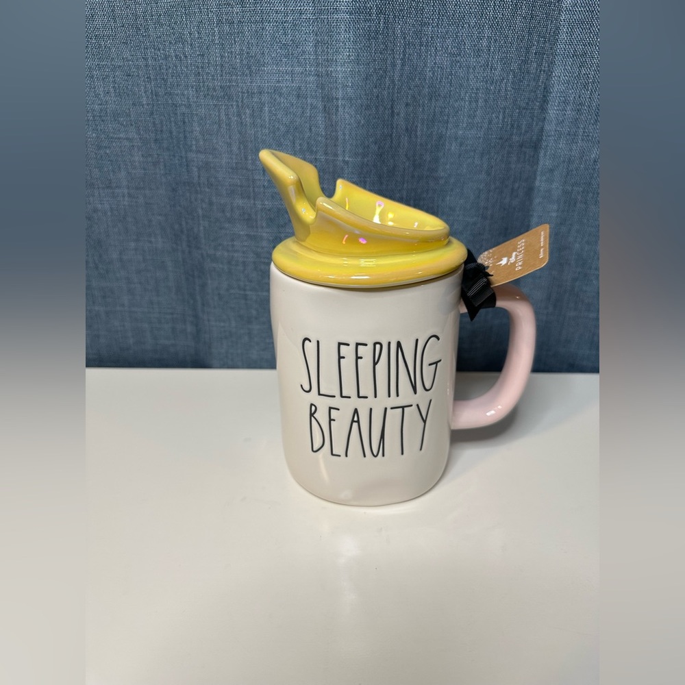 Rae Dunn Disney “SLEEPING BEAUTY" MUG WITH CROWN TOPPER LL Magenta Artisan